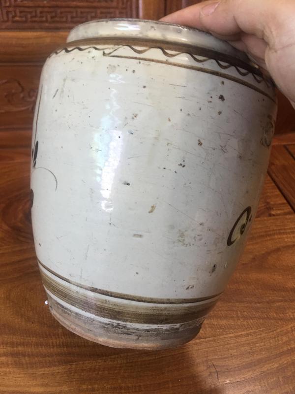 古玩陶瓷清代早期磁州窯花卉紋黑褐彩罐拍賣,當前價格399元
