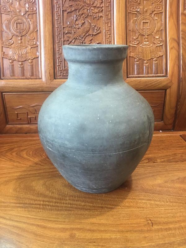 古玩陶瓷精美漢代盤口灰陶瓶拍賣,當前價格888元