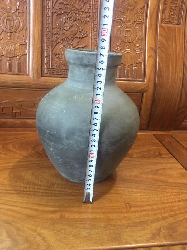 古玩陶瓷精美漢代盤口灰陶瓶拍賣,當前價格888元