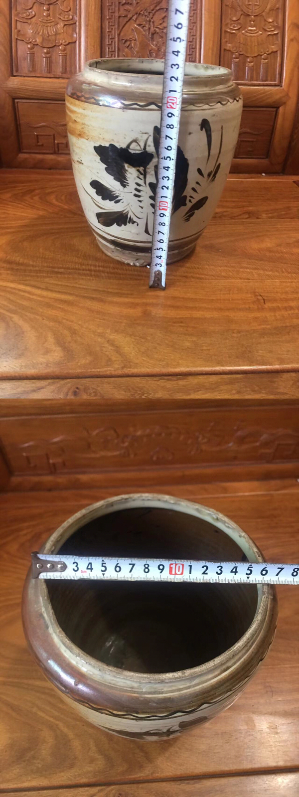 古玩陶瓷清代早期磁州窯花卉紋黑褐彩罐拍賣,當前價格399元