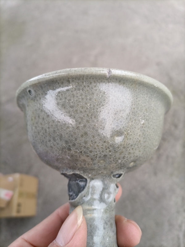 古玩陶瓷龍泉窯青釉高足杯拍賣,當前價格300元