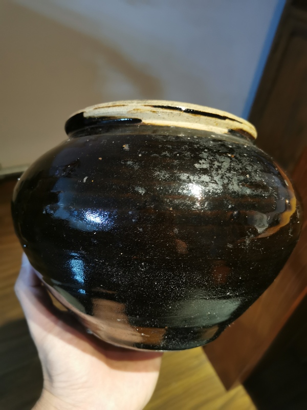 古玩陶瓷元代?磁州窯黑釉大罐拍賣，當前價格1999元