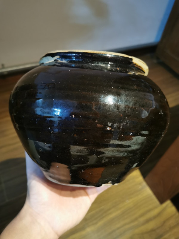 古玩陶瓷元代?磁州窯黑釉大罐拍賣，當前價格1999元