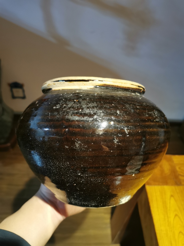 古玩陶瓷元代?磁州窯黑釉大罐拍賣，當前價格1999元