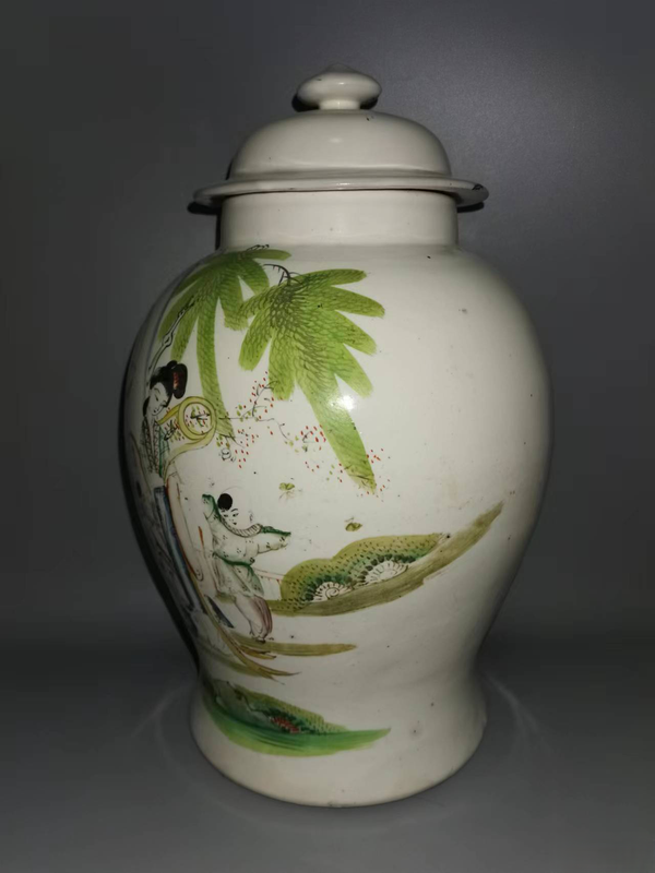 古玩陶瓷粉彩教子圖人物紋將軍罐拍賣,當前價格3600元