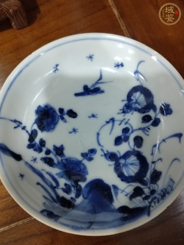 古玩陶瓷青花花卉紋盤一對真品鑒賞圖