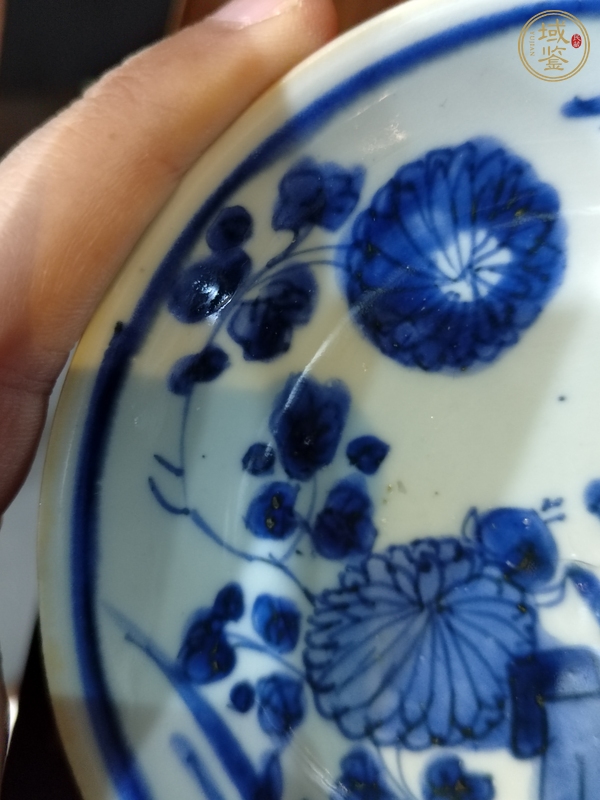 古玩陶瓷青花花卉紋盤一對真品鑒賞圖