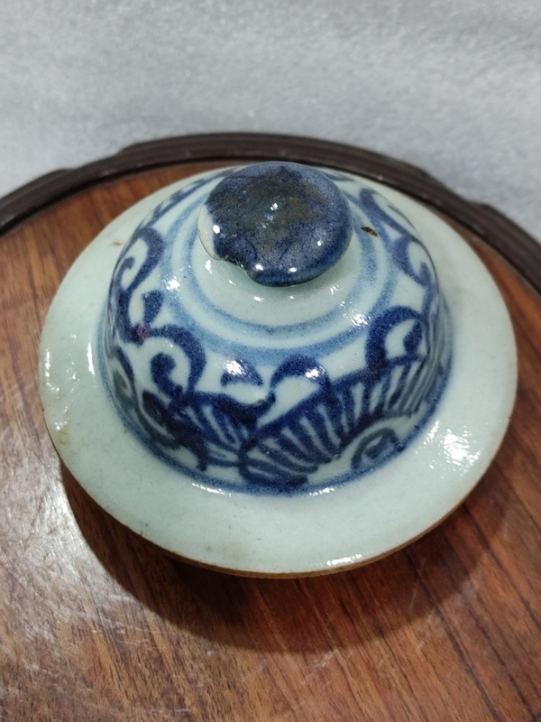 古玩陶瓷清代順治青花花卉紋將軍蓋罐拍賣,當前價格4500元