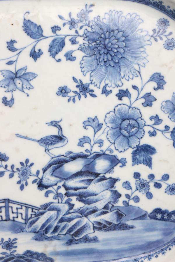 古玩陶瓷40cm全品清乾隆 青花牡丹花鳥圖長方盤-7892拍賣,當前價格6800元