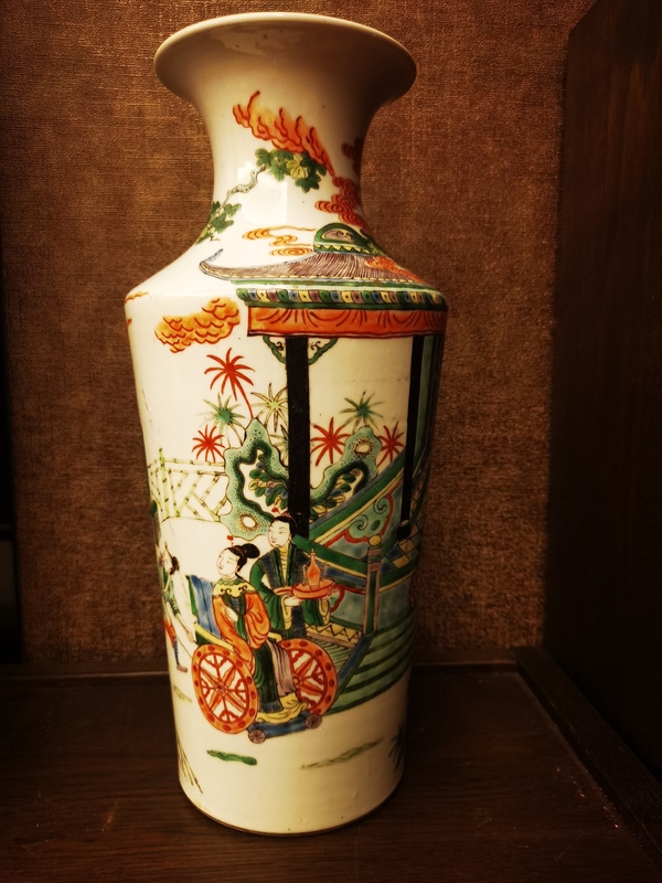 古玩陶瓷清晚期光緒五彩長亭送別棒槌瓶拍賣,當(dāng)前價(jià)格13000元