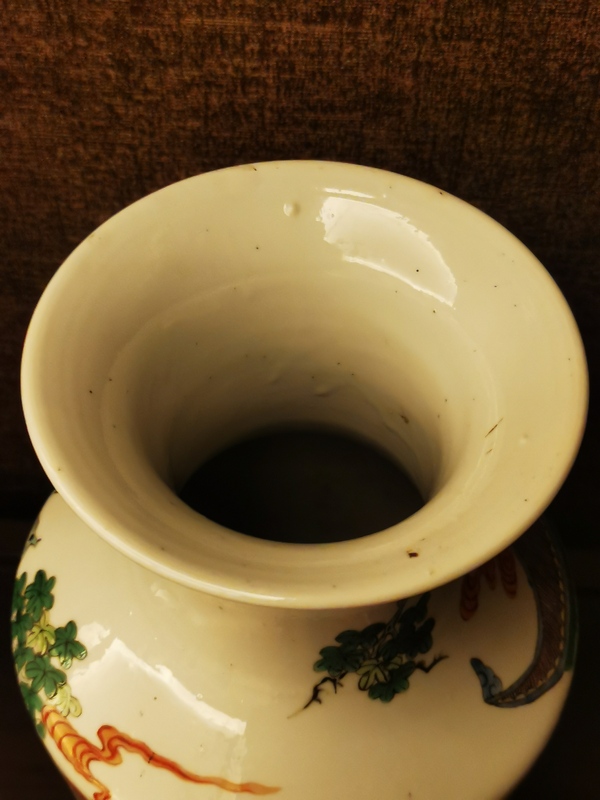 古玩陶瓷清晚期光緒五彩長亭送別棒槌瓶拍賣,當(dāng)前價(jià)格13000元