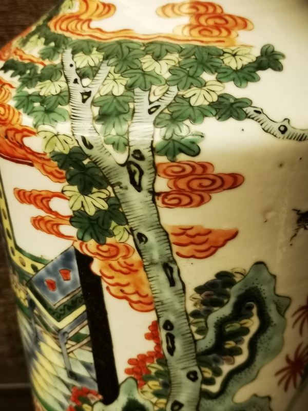 古玩陶瓷清晚期光緒五彩長亭送別棒槌瓶拍賣,當(dāng)前價(jià)格13000元