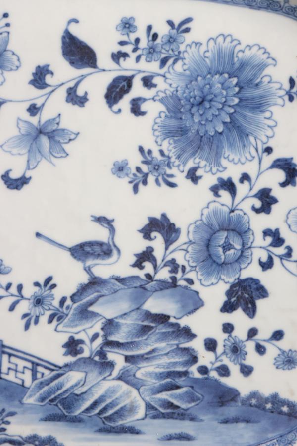 古玩陶瓷40cm全品乾隆 青花牡丹花鳥圖長方盤-7891拍賣,當前價格7000元