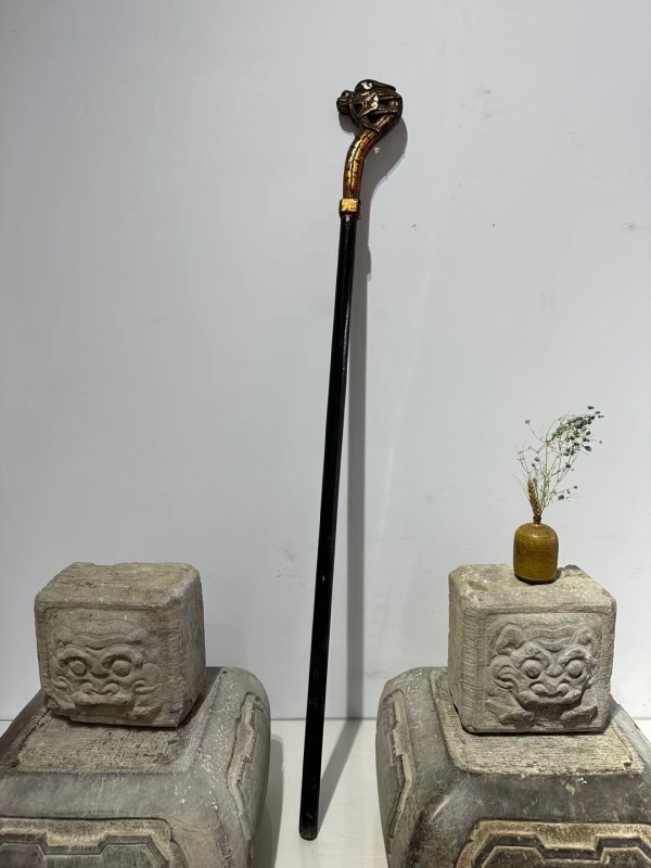 古玩杂项清代龙头拐杖拍卖，当前价格3500元