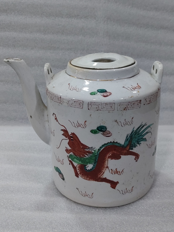 古玩陶瓷龍鳳紋提梁壺拍賣,當前價格588元
