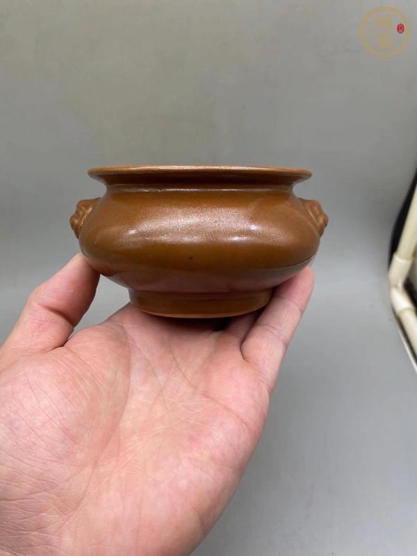 古玩陶瓷紫金釉兽耳香炉 真品鉴赏图