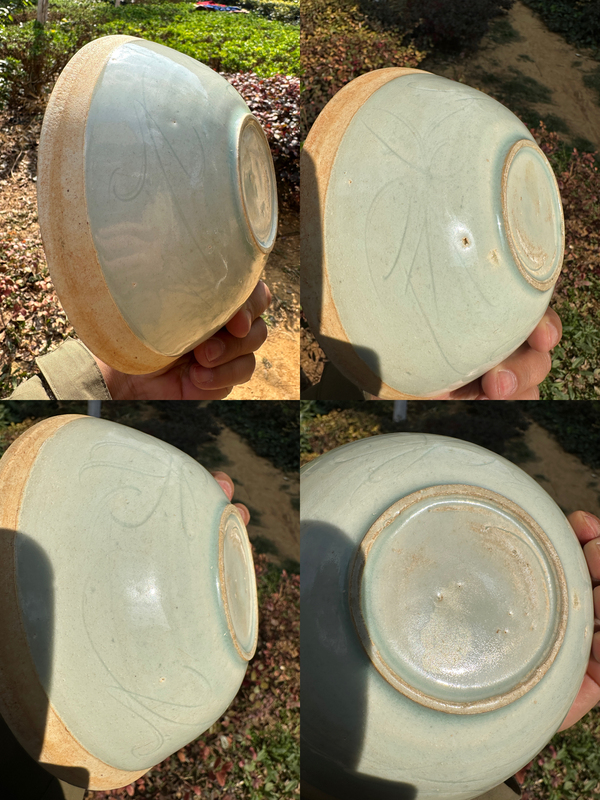 古玩陶瓷湖田窯篦劃萱草紋面包碗拍賣,當前價格6800元