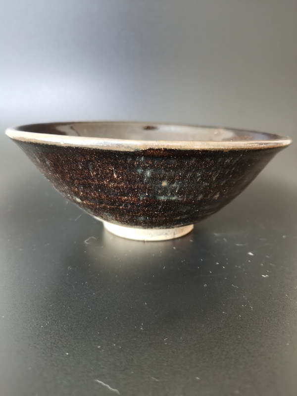 古玩陶瓷元代?褐釉澀圈疊燒碗拍賣，當(dāng)前價格600元