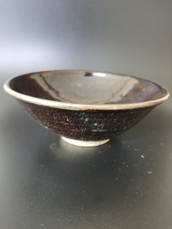 古玩陶瓷元代?褐釉澀圈疊燒碗拍賣，當(dāng)前價格600元