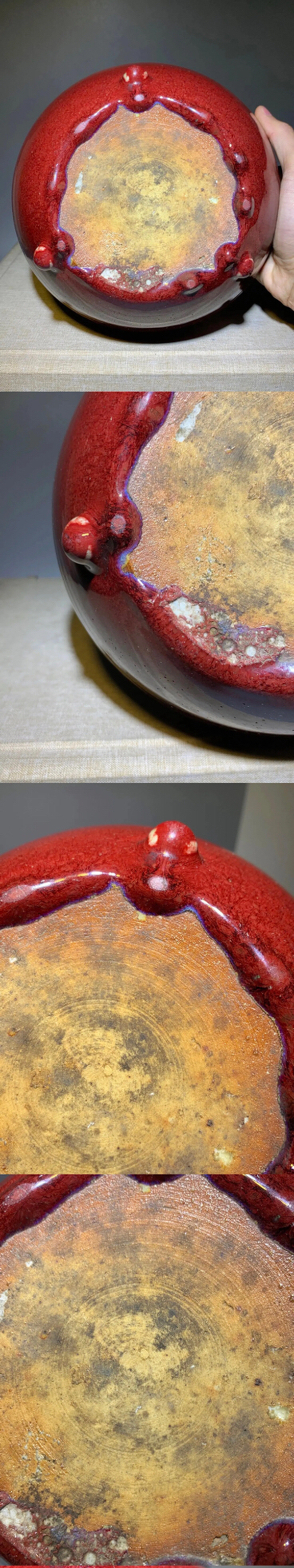 古玩陶瓷(收藏級)鈞紅釉三乳足缽式香爐拍賣,當前價格0元