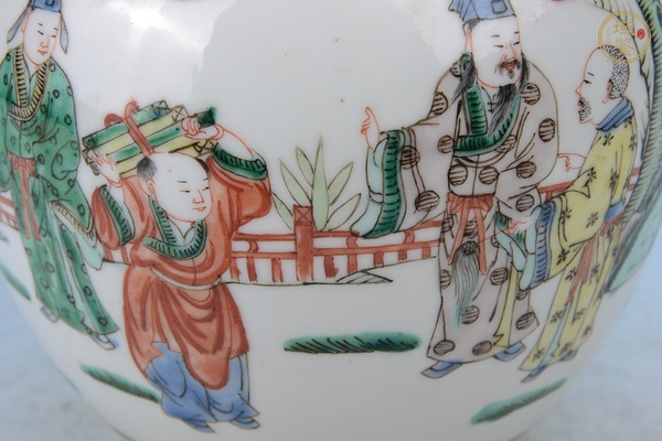 古玩陶瓷光绪至民国人物纹五彩罐真品鉴赏图