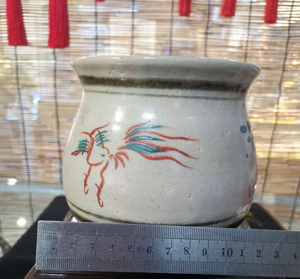 古玩陶瓷民國.紅綠彩花鳥紋罐拍賣,當(dāng)前價格496元