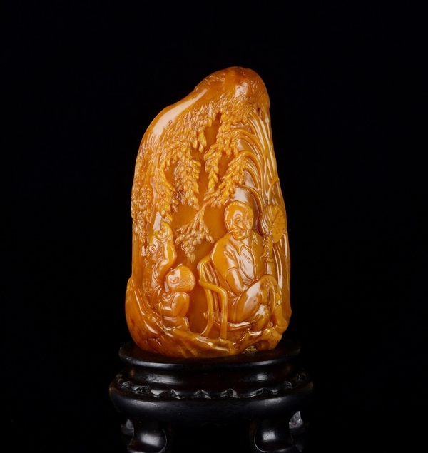 古玩雜項石秀老師作品《禾下乘涼夢》,壽山田黃石拍賣,當前價格100000元