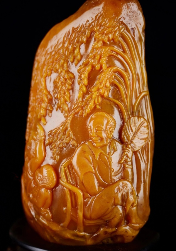 古玩雜項石秀老師作品《禾下乘涼夢》,壽山田黃石拍賣,當前價格100000元
