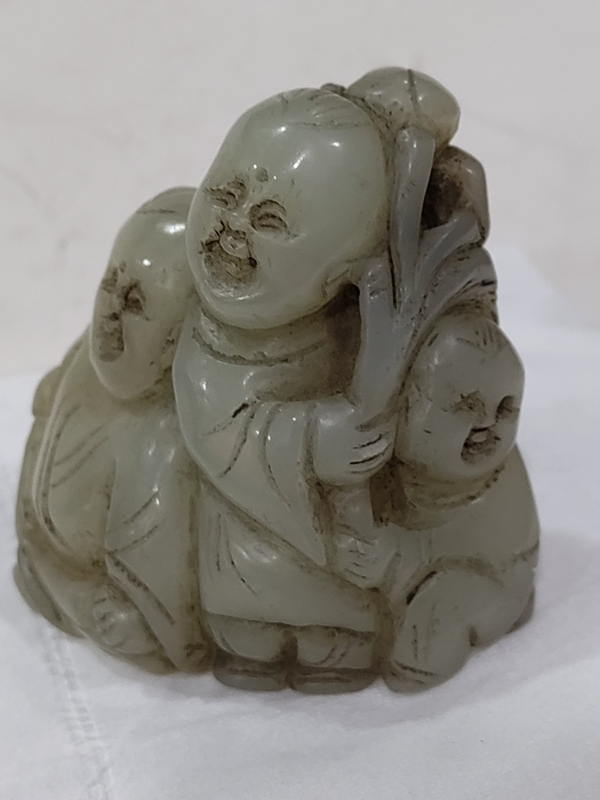 古玩雜項(xiàng)和田玉雕福壽童子擺件拍賣，當(dāng)前價(jià)格1680元