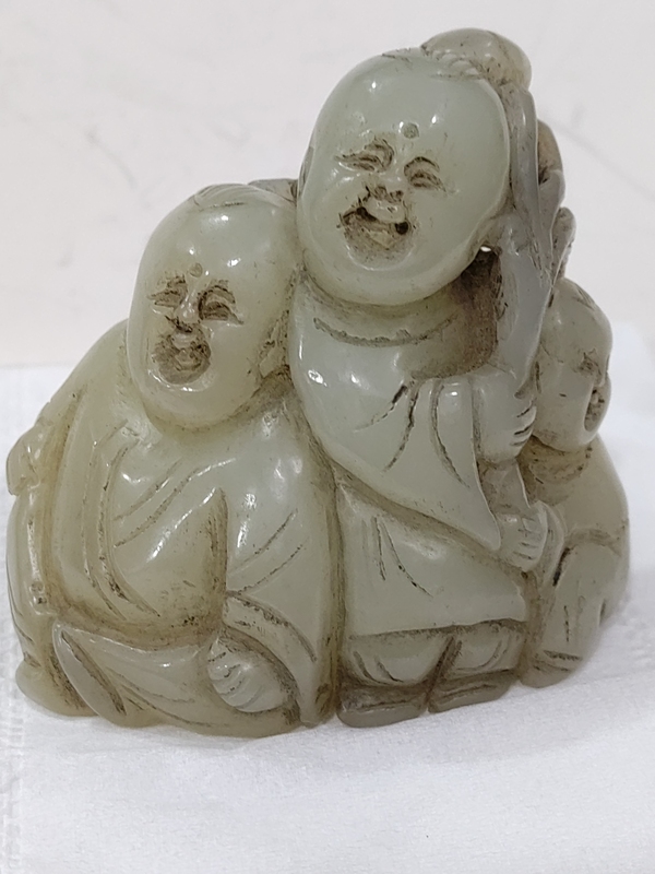 古玩雜項(xiàng)和田玉雕福壽童子擺件拍賣，當(dāng)前價(jià)格1680元