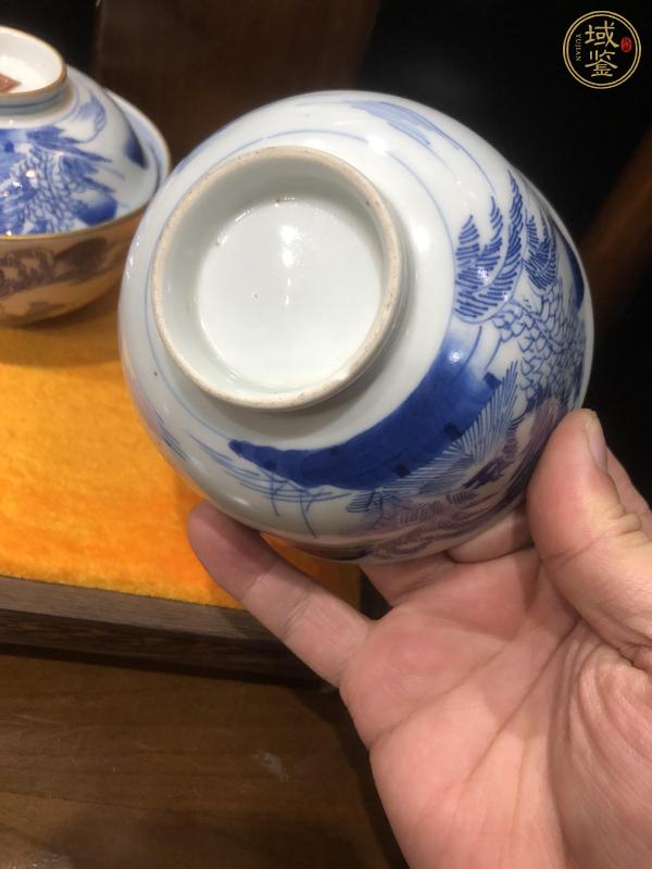 古玩陶瓷青花山水紋蓋碗一對（日本）真品鑒賞圖