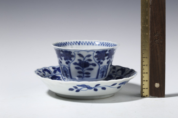 古玩陶瓷光绪·青花花卉纹杯碟一套拍卖，当前价格2772元