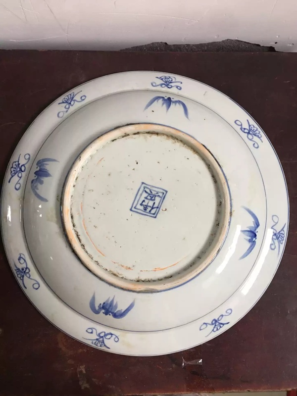古玩陶瓷鹿鶴同春青花大盤拍賣,當前價格36000元
