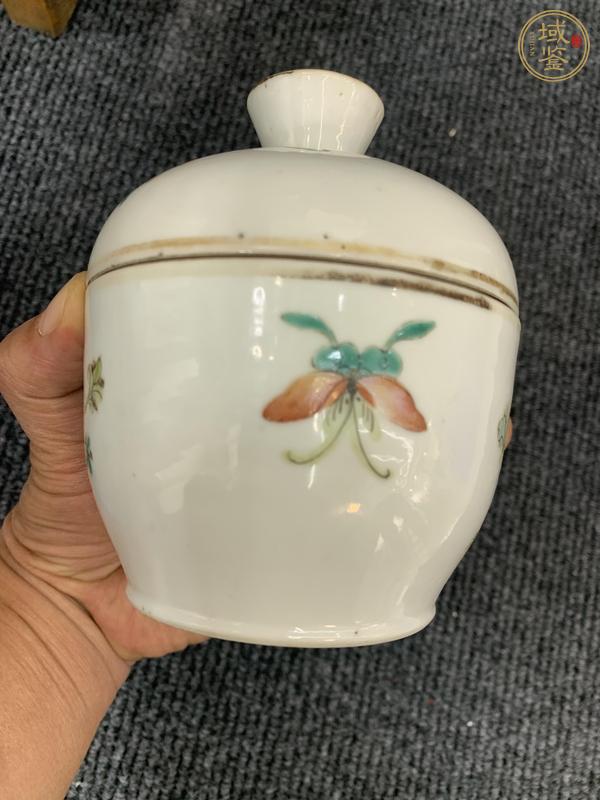 古玩陶瓷同治粉彩花鳥蓋缸真品鑒賞圖