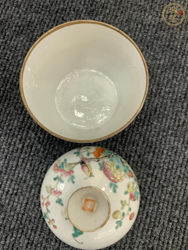 古玩陶瓷同治粉彩花鳥蓋缸真品鑒賞圖