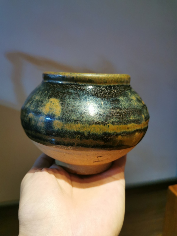 古玩陶瓷元代?兔毫釉窯變茶入拍賣,當前價格2999元