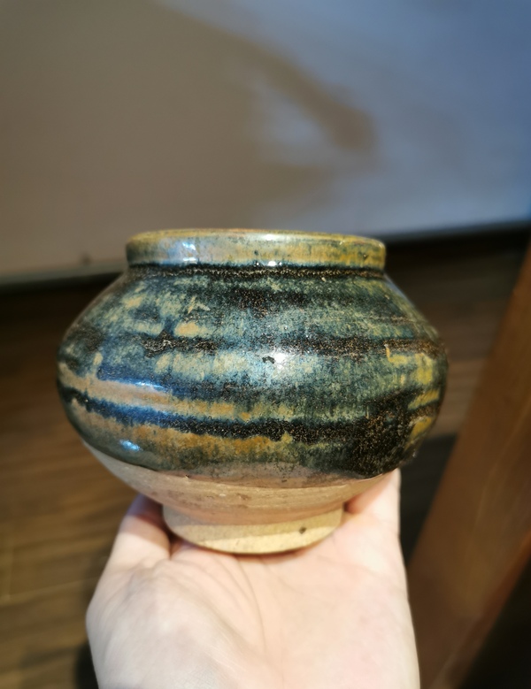 古玩陶瓷元代?兔毫釉窯變茶入拍賣,當前價格2999元