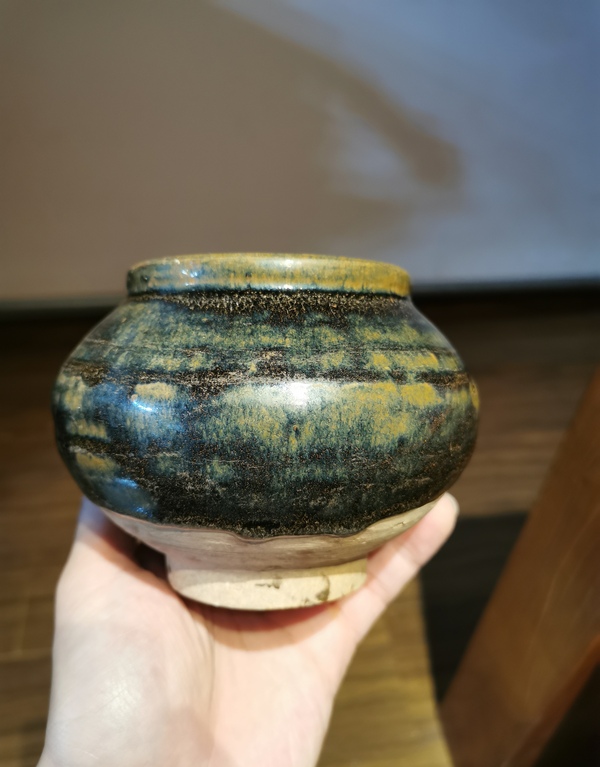 古玩陶瓷元代?兔毫釉窯變茶入拍賣,當前價格2999元