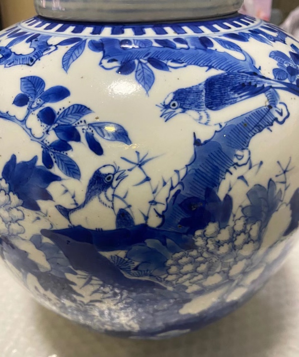 古玩陶瓷清光绪青花富贵白头罐拍卖，当前价格12000元