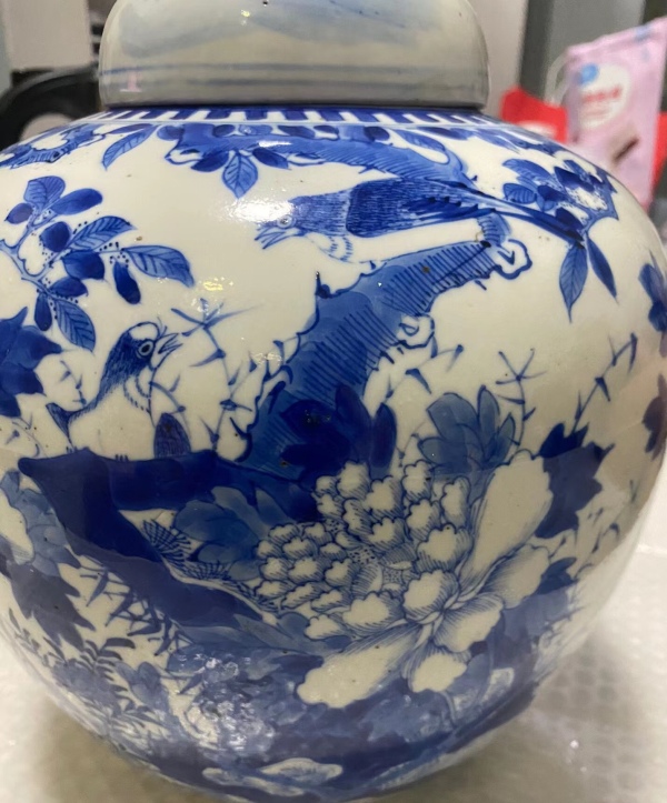 古玩陶瓷清光绪青花富贵白头罐拍卖，当前价格12000元