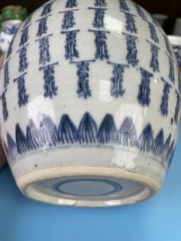 古玩陶瓷清康雍 極品青花萬壽紋大罐拍賣,當前價格8500元