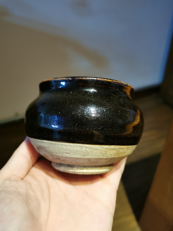 古玩陶瓷元代?磁州窯黑釉茶入拍賣，當前價格996元