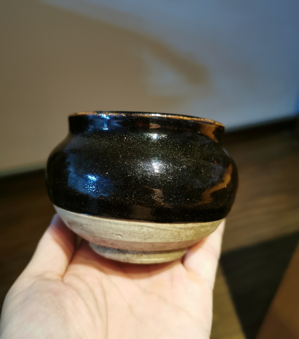 古玩陶瓷元代?磁州窯黑釉茶入拍賣，當前價格996元
