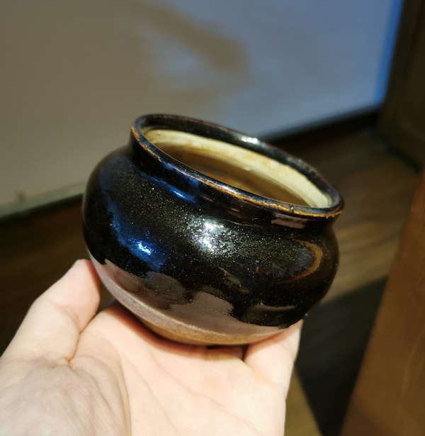 古玩陶瓷元代?磁州窯黑釉茶入拍賣，當前價格996元