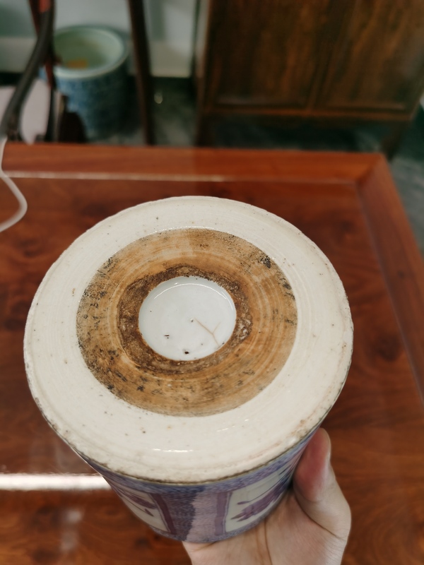 古玩陶瓷康熙青花筆筒拍賣(mài)，當(dāng)前價(jià)格7000元