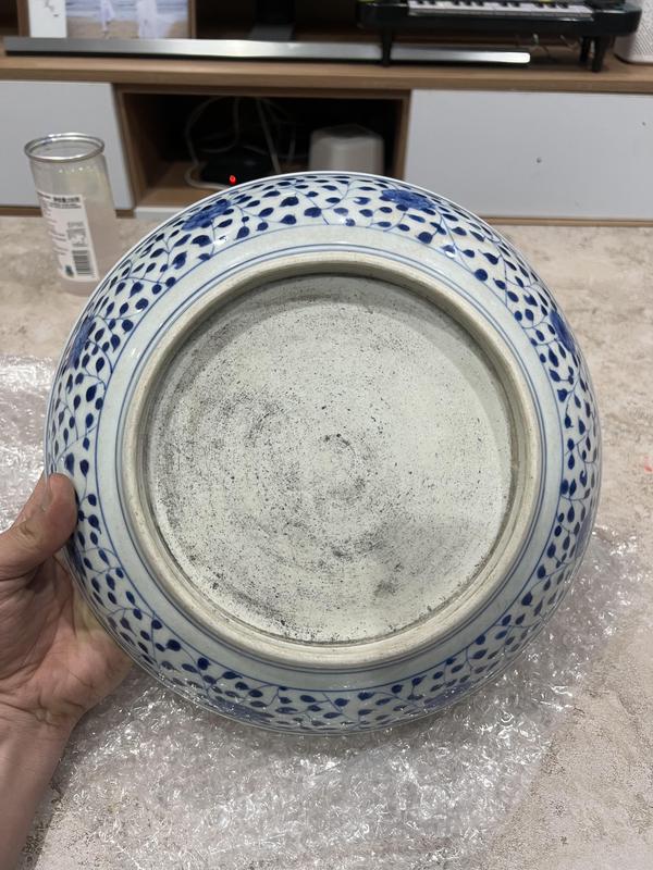 古玩陶瓷雍正一束蓮青花大盤拍賣,當前價格25000元
