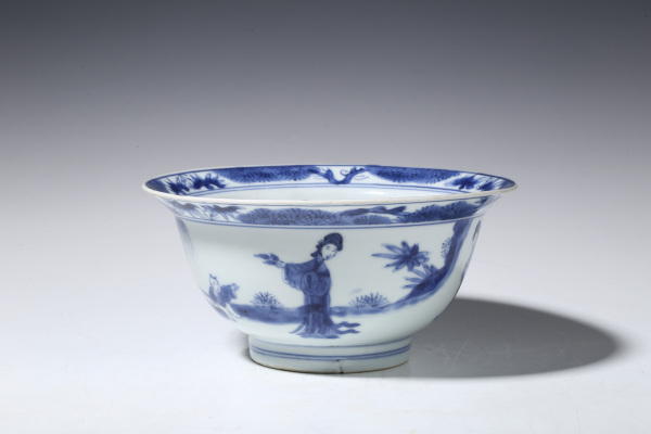 古玩陶瓷清康熙·青花仕女教子图撇口碗拍卖，当前价格26992元