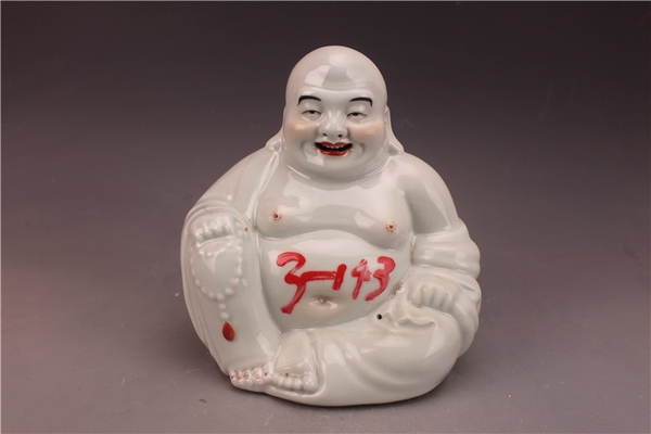 古玩陶瓷晚清彌勒佛瓷像拍賣,當前價格100元