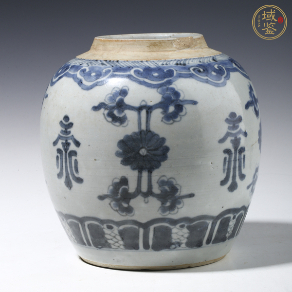 古玩康熙·青花花間壽字紋罐真品鑒賞圖