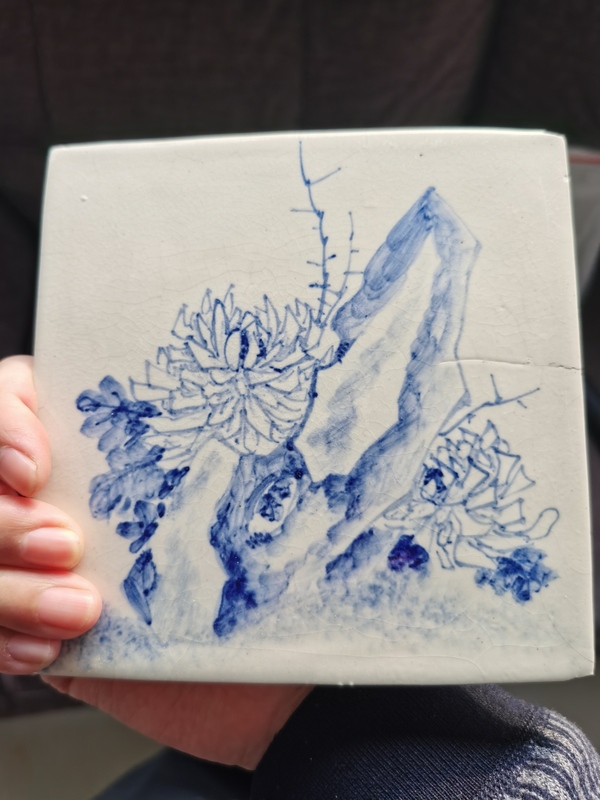古玩轉(zhuǎn)賣花卉紋瓷板畫拍賣，當(dāng)前價格159元